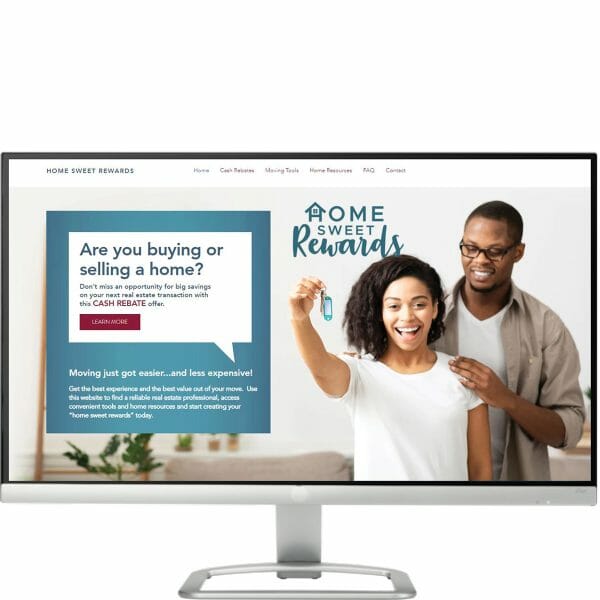 computer screen showing home sweet rewards website
